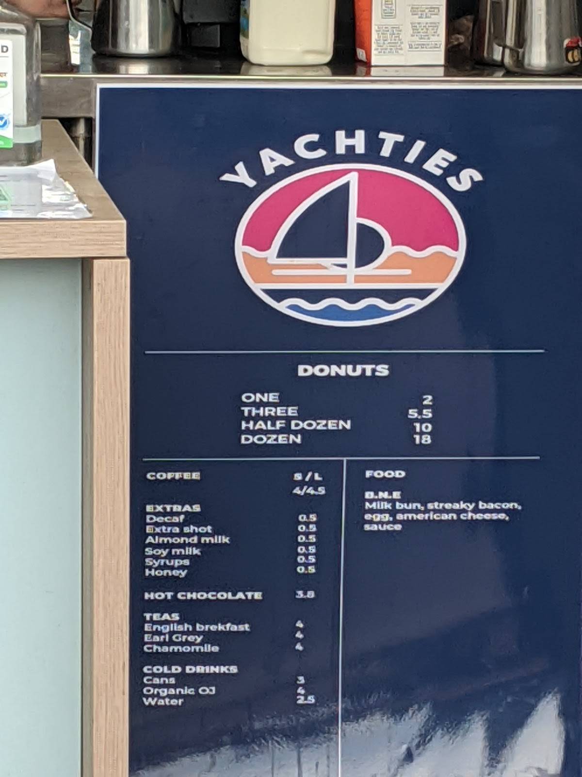 Yachties' Cafe menu