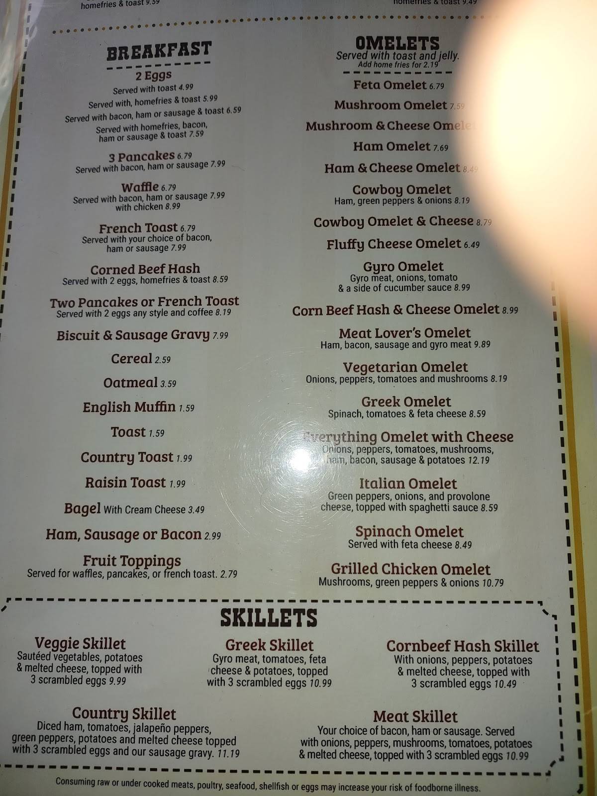 Menu at Yankee Kitchen Restaurant, Vienna Center