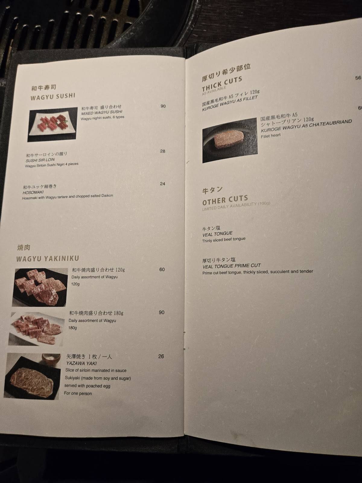 Menu di Yazawa 