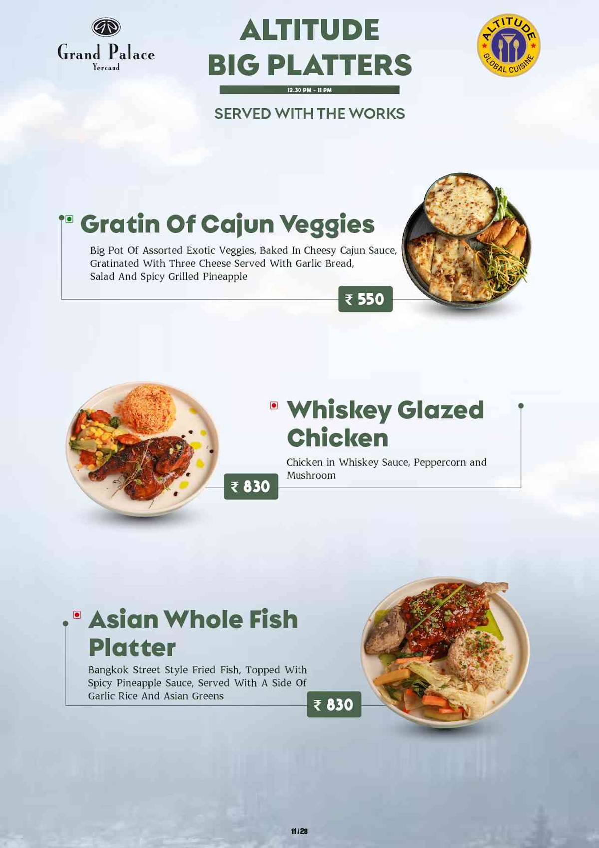 Altitude Global Cuisine Restaurant in Yercaud menu