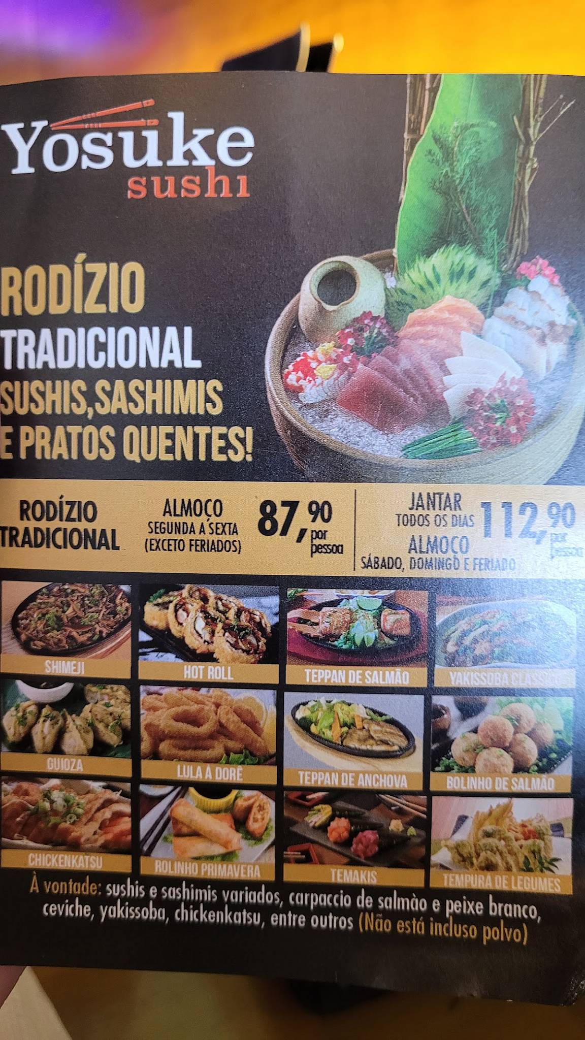 Yosuke Sushi - São Miguel cardápio