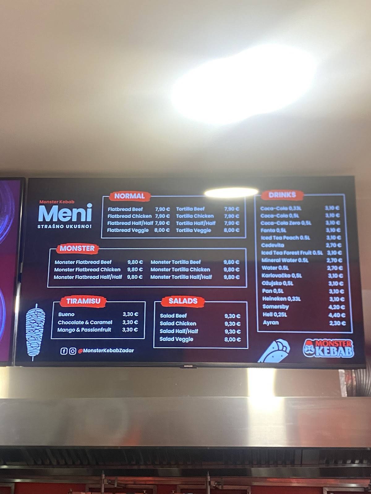 Menu di Monster Kebab 