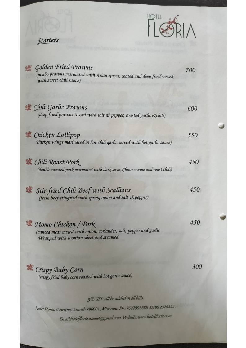 Zamzo Grill & Kitchen Restaurant (Hotel Floria) menu