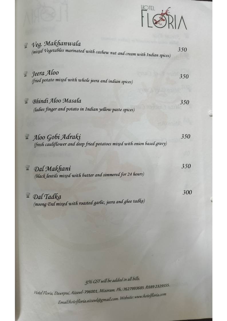 Zamzo Grill & Kitchen Restaurant (Hotel Floria) menu