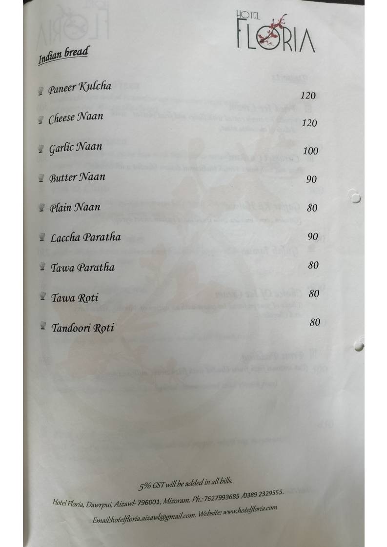 Zamzo Grill & Kitchen Restaurant (Hotel Floria) menu