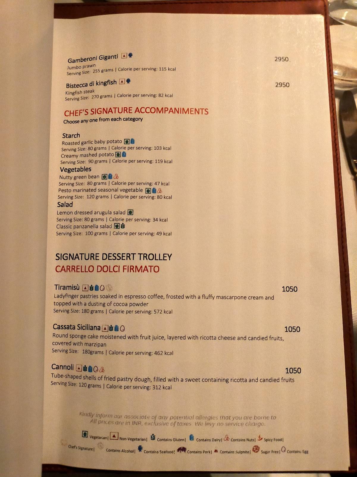 Zanotta - The Leela Ambience Gurugram menu