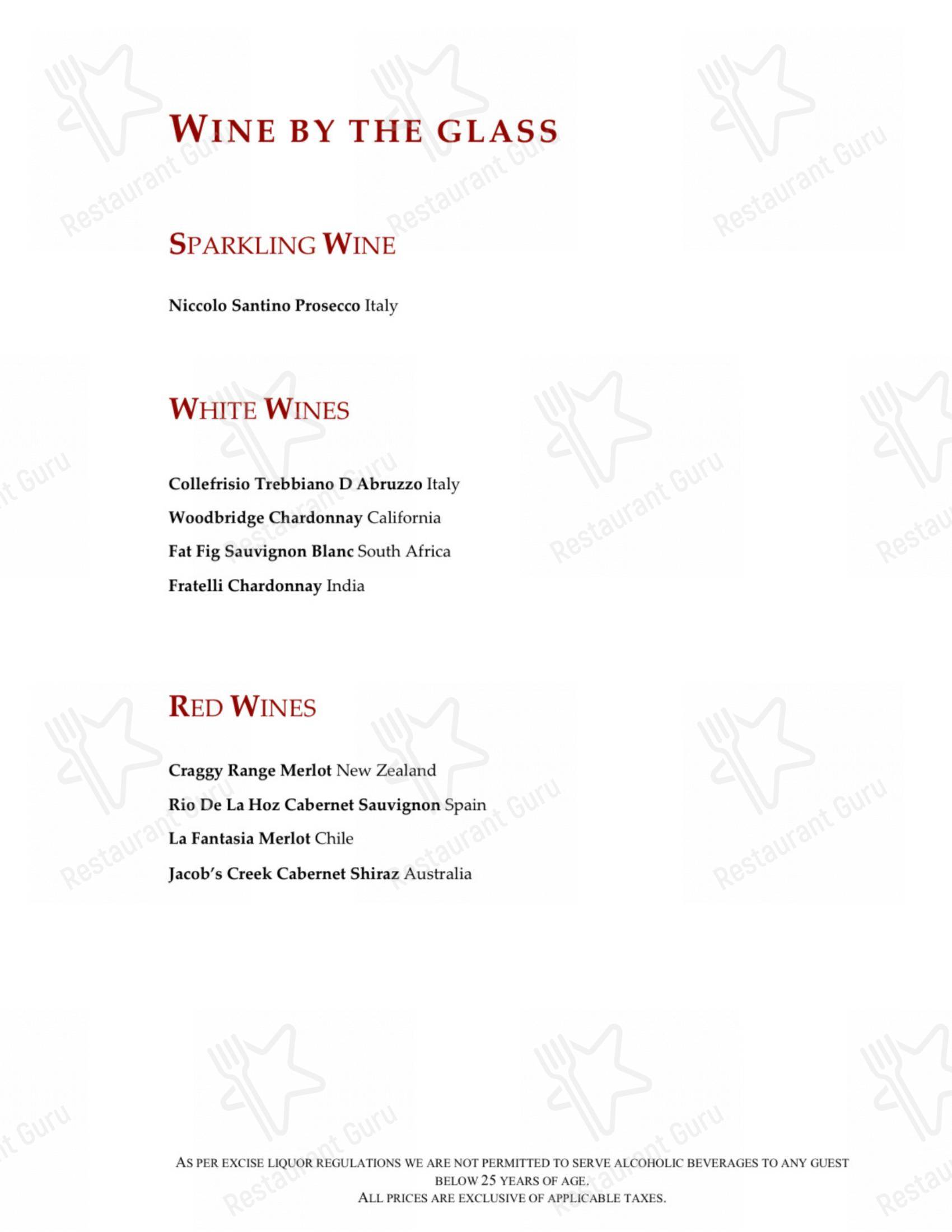 Menu bar for the Zanotta - The Leela Ambience Gurugram restaurant