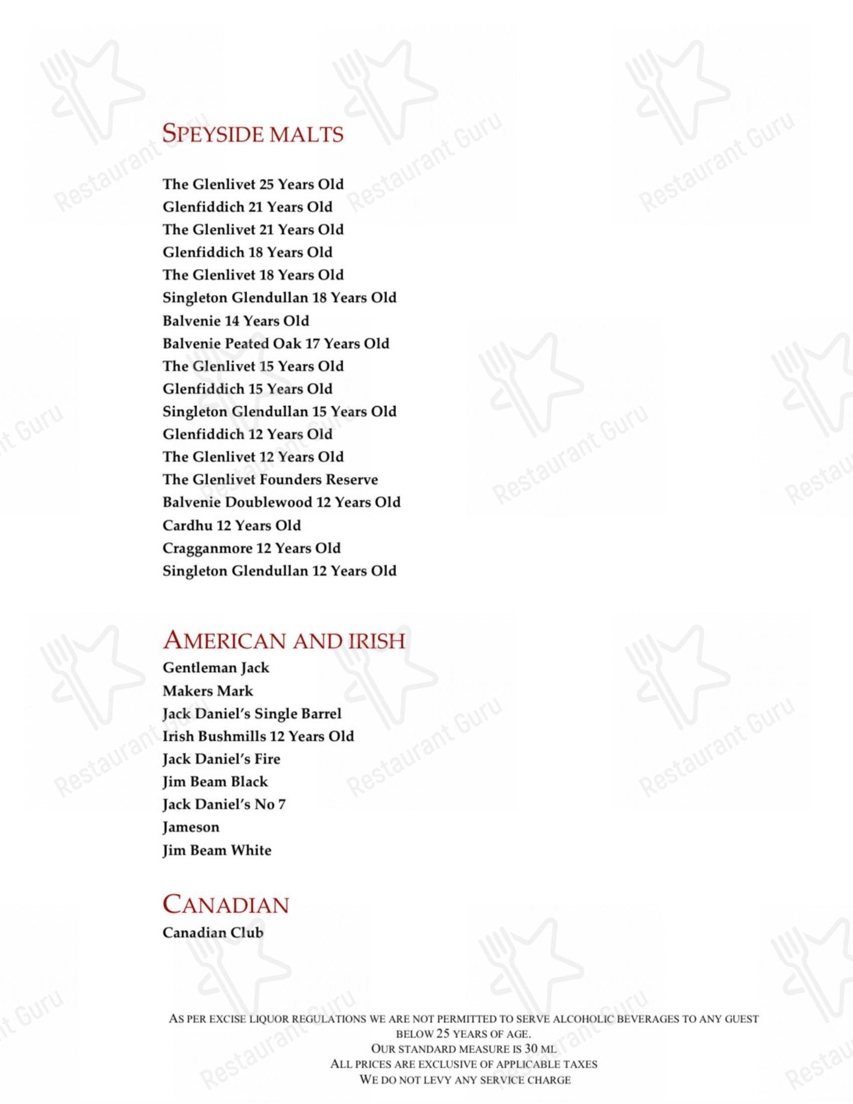 Zanotta - The Leela Ambience Gurugram in Gurugram - Menu bar