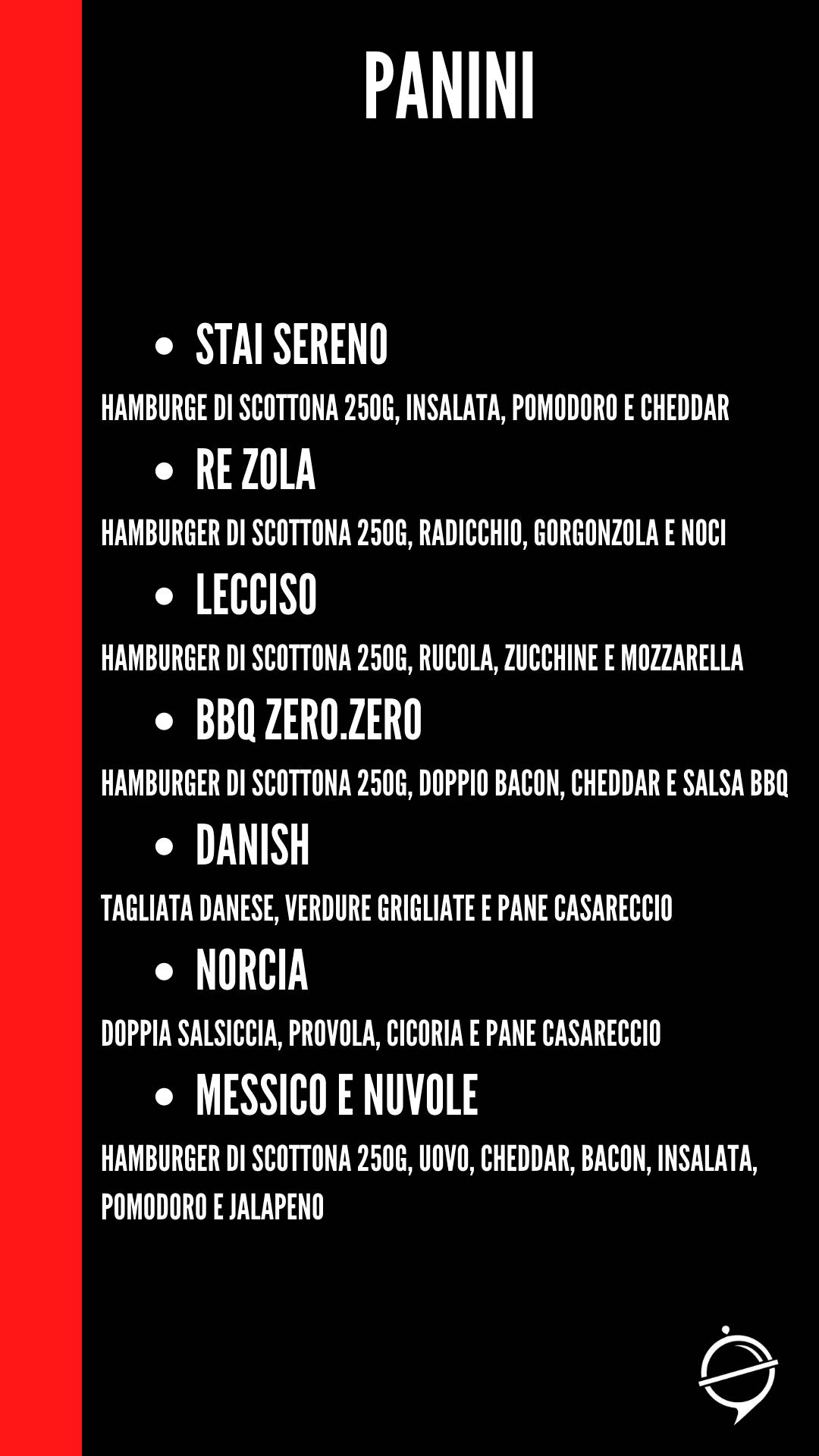 Menu di Zero Punto Zero 