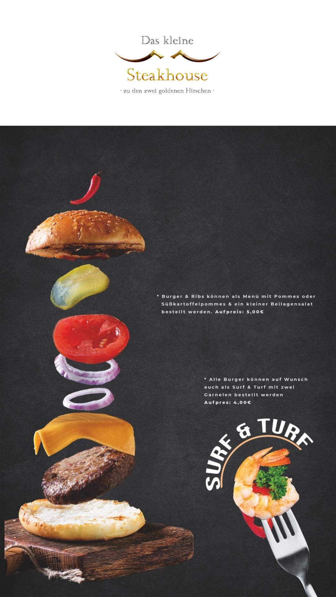 Zu Den Zwei Goldenen Hirschen - Das Kleine Steakhaus Speisekarte von Zu den zwei goldenen Hirschen - Das kleine Steakhaus