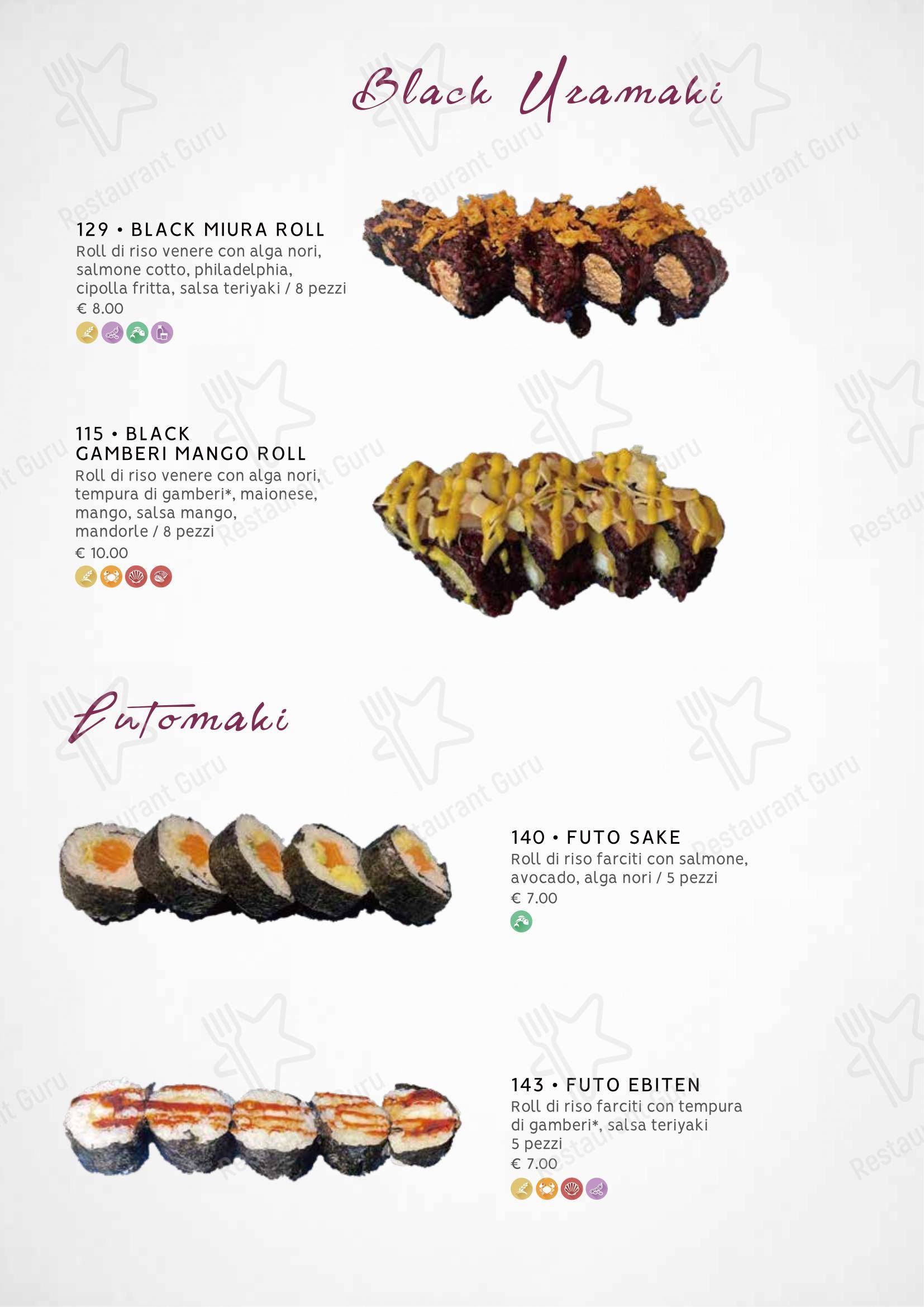 Menu per Zuru sushi ristorante