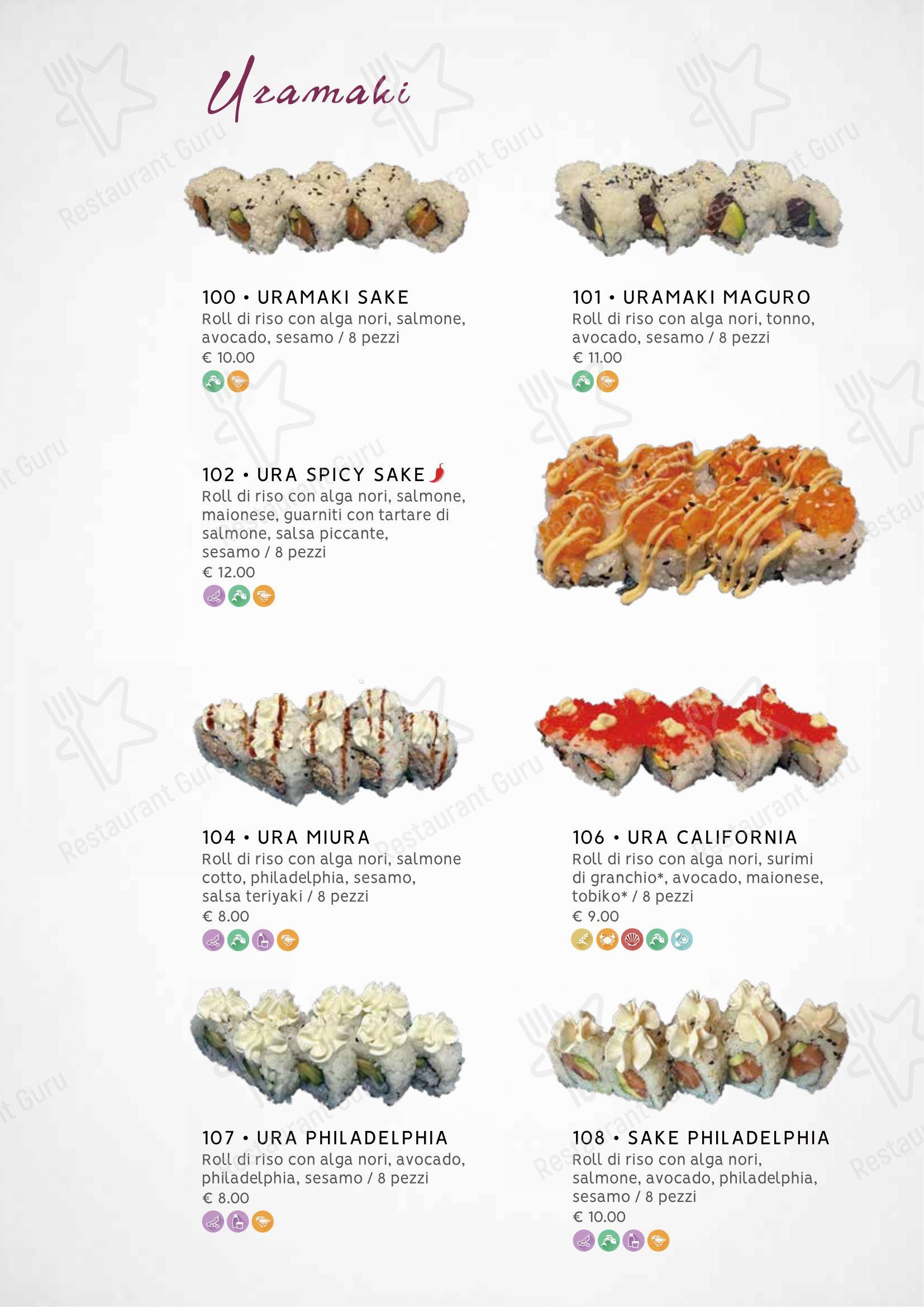 Menu di Zuru sushi - Menu bar
