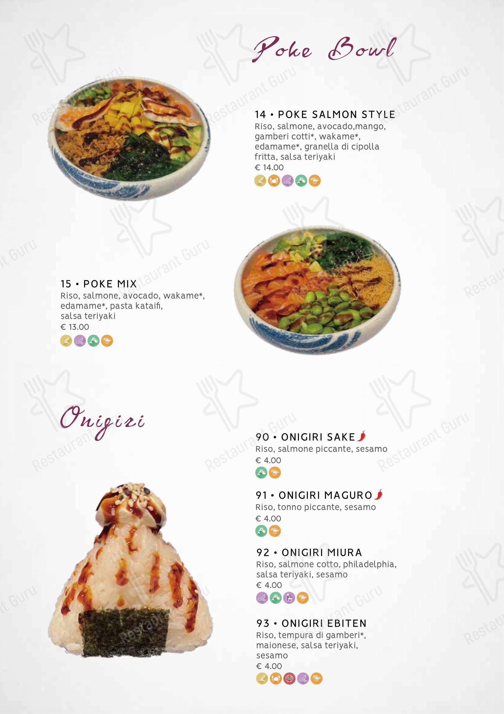 Menu bar per Zuru sushi ristorante