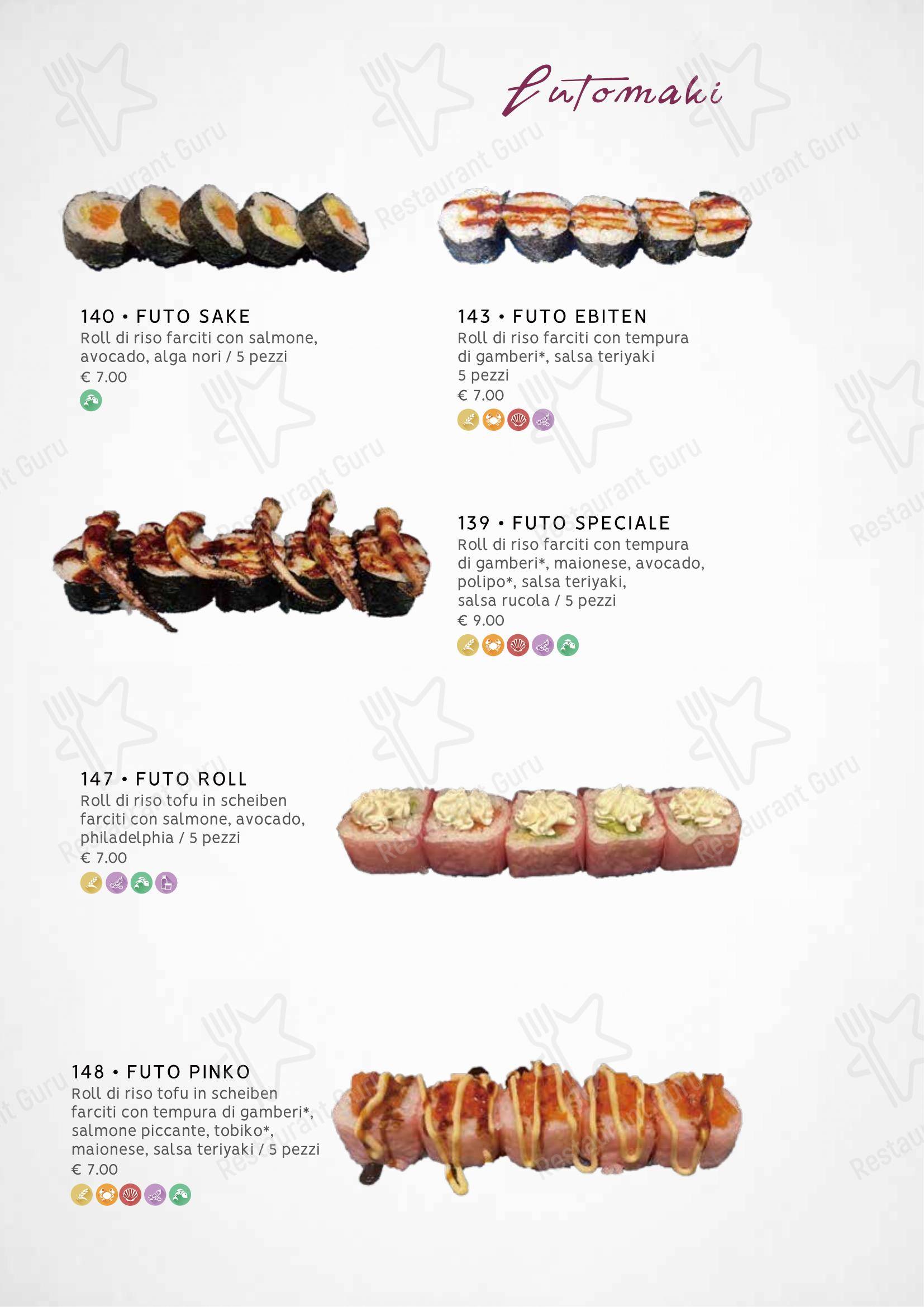 Menu bar per Zuru sushi ristorante