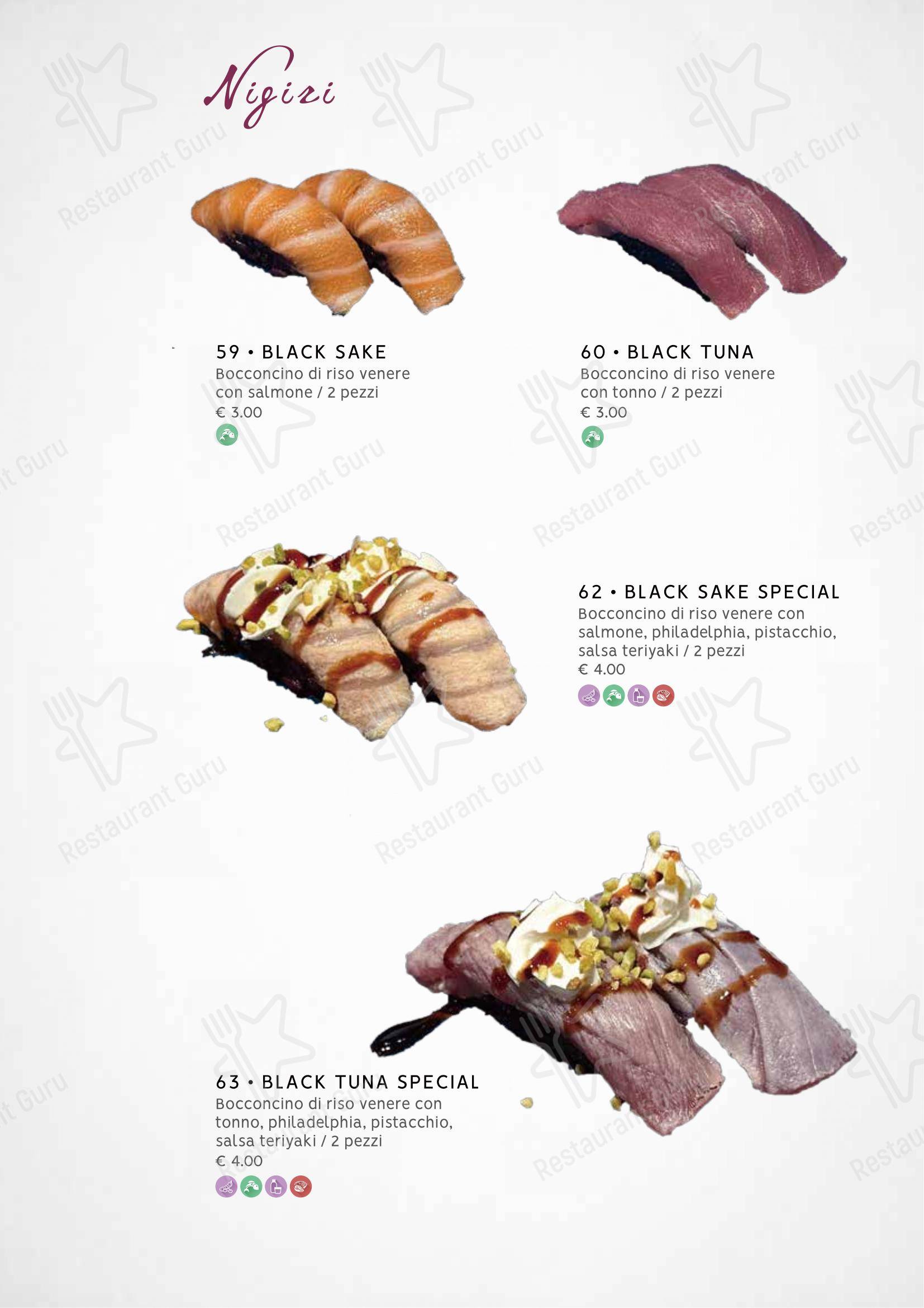 Menu bar per Zuru sushi ristorante