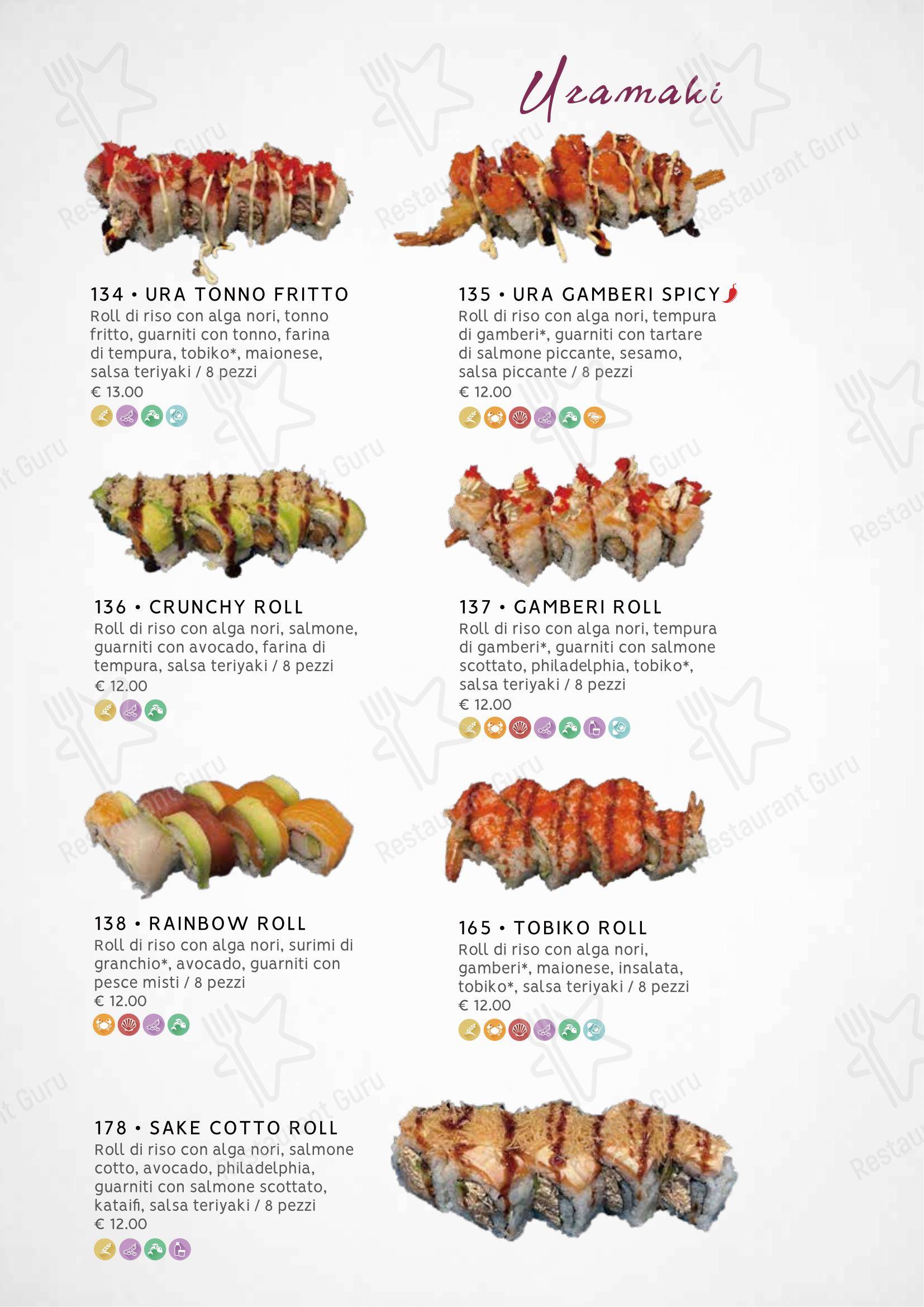 Menu di Zuru sushi - Menu bar