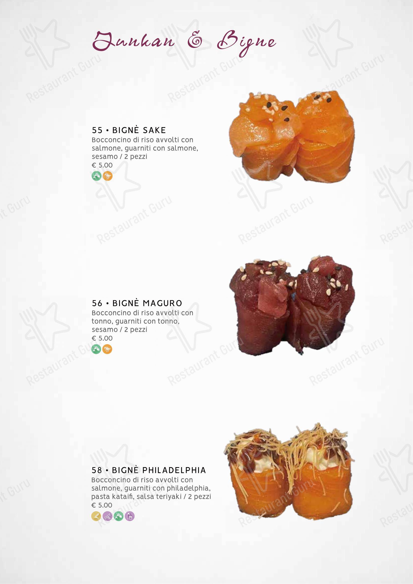 Menu bar per Zuru sushi ristorante