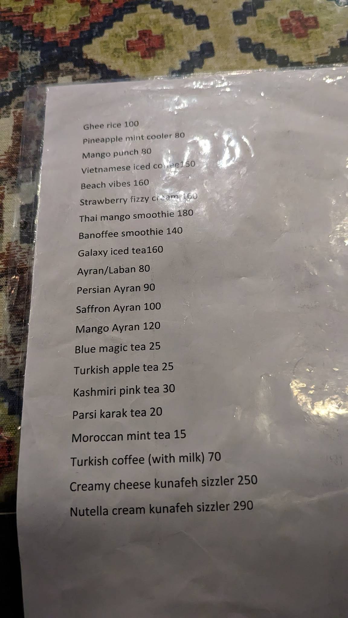 Zuti beachcafe menu