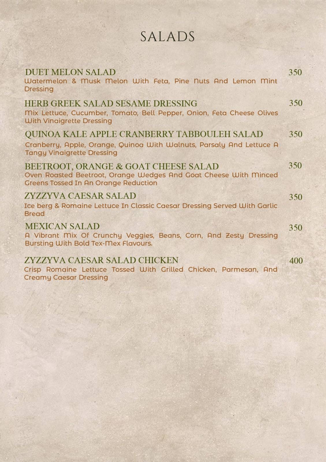 Zyzzyva menu