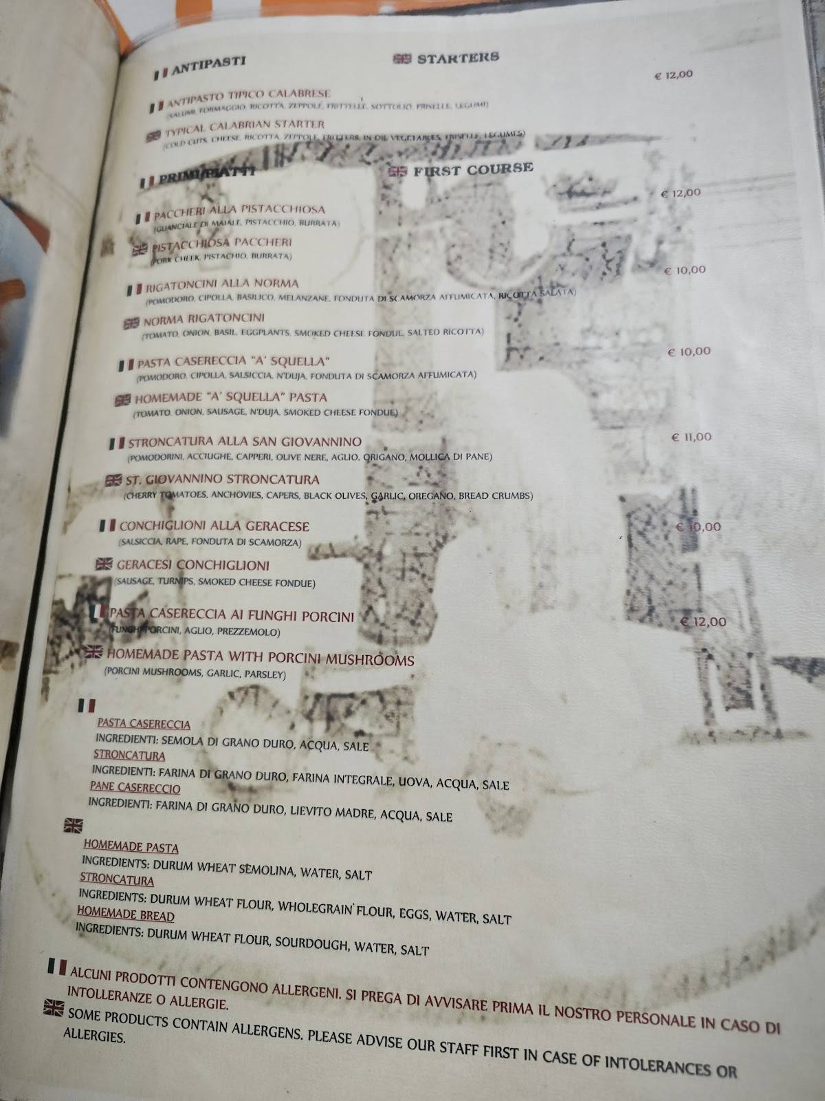 Menu de a squella