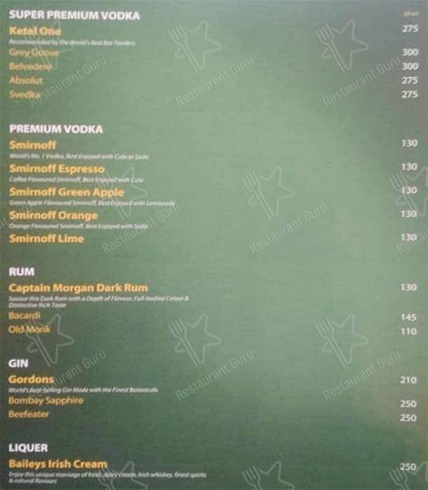 Aqua Blue menu