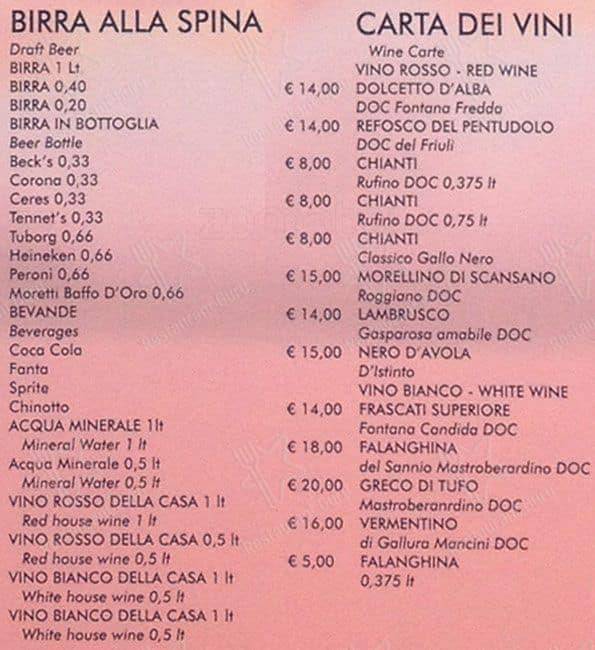 Menu di Bar Asti 