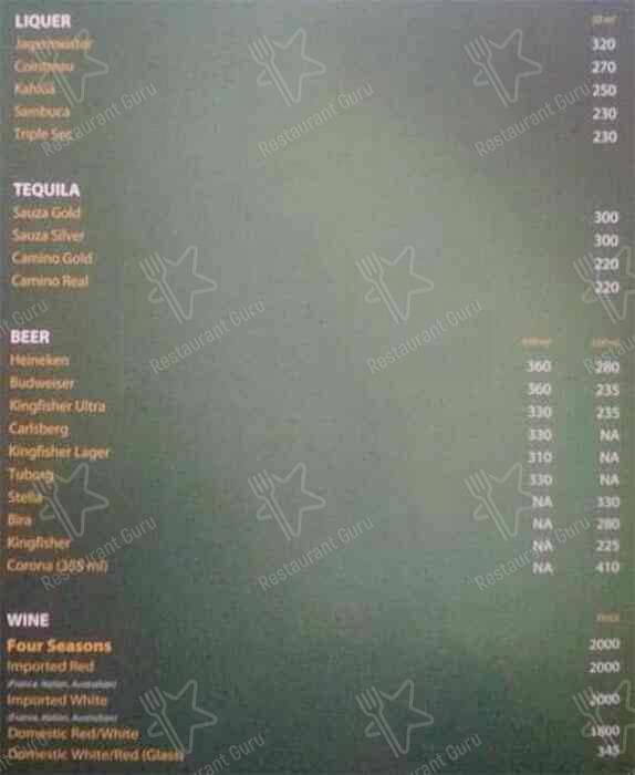 Aqua Blue menu