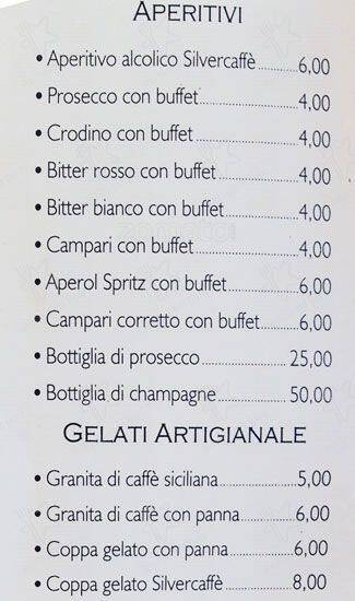 Menu di Silver Caffè 