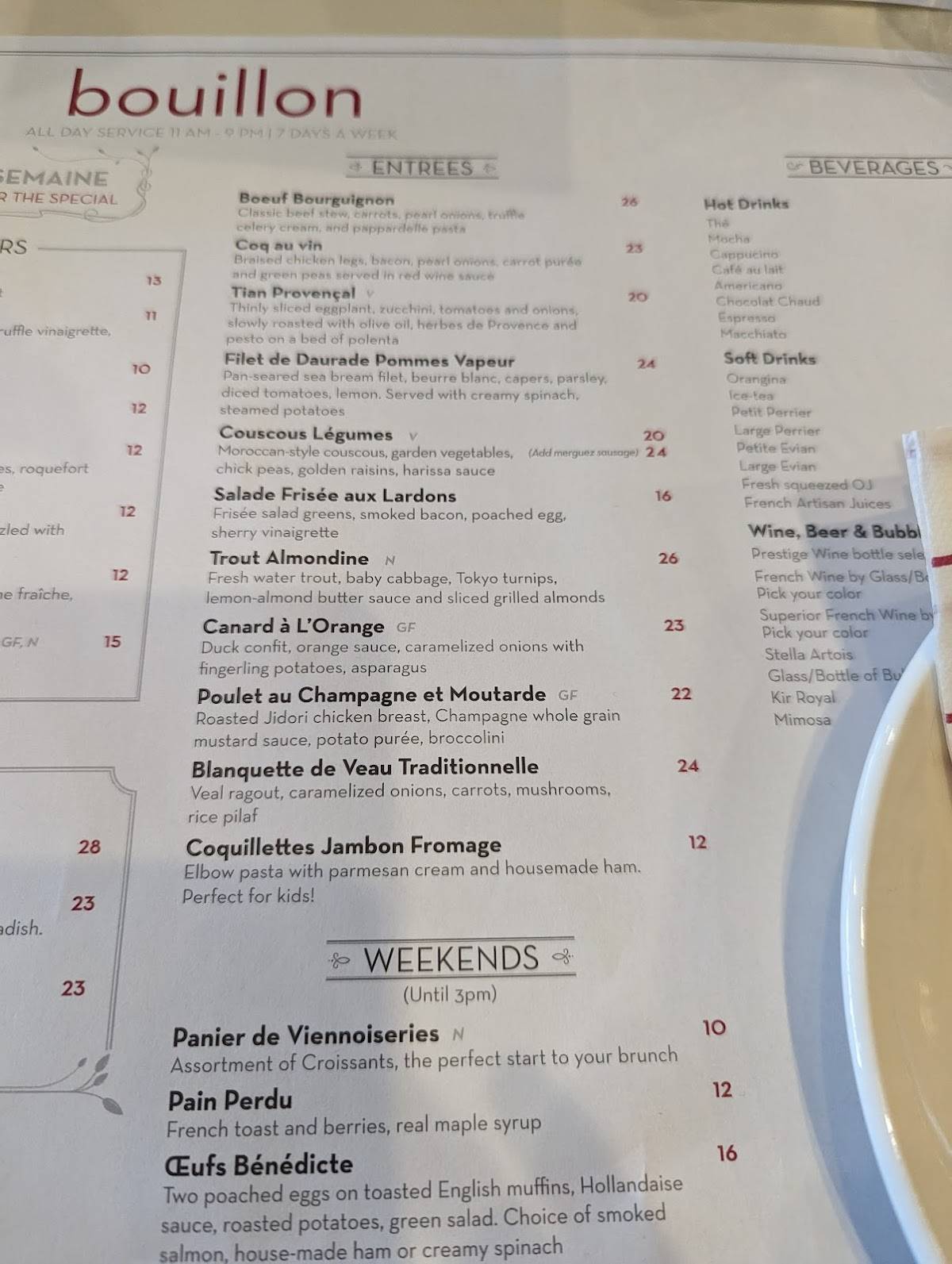 Menu at bouillon NEWPORT pub & bar, Newport Beach