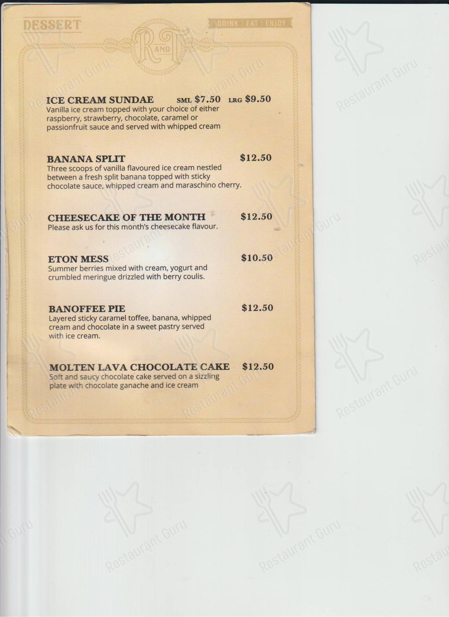 Menu at The Rope and Twine pub & bar, Dunedin