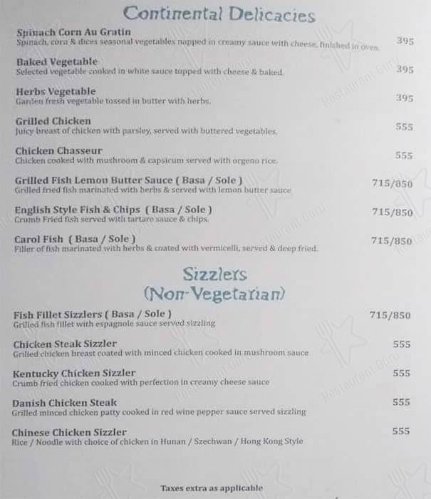 Aqua Blue menu