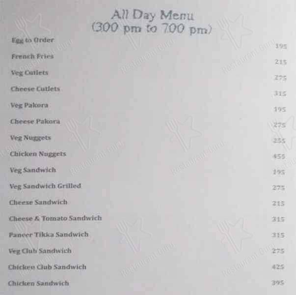 Aqua Blue menu