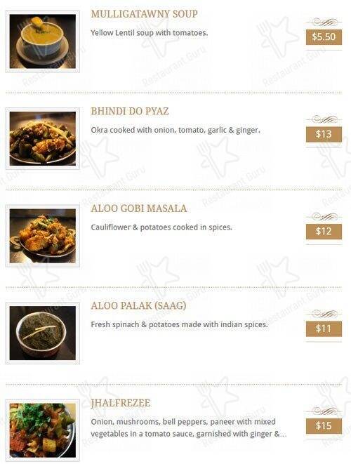 Menu de Indian Cuisine By The Lake