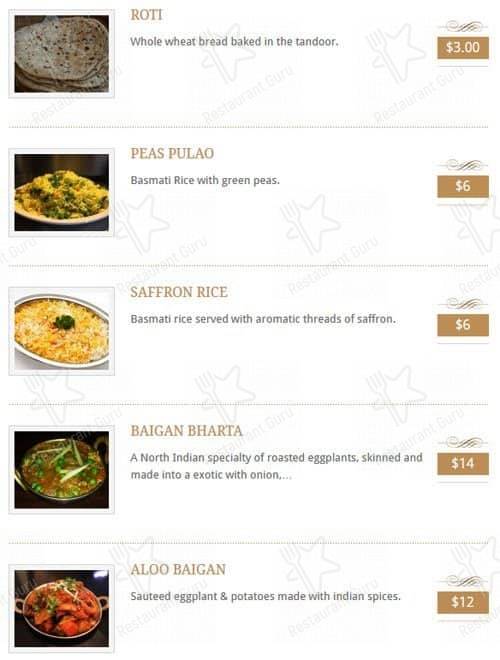 Menu de Indian Cuisine By The Lake