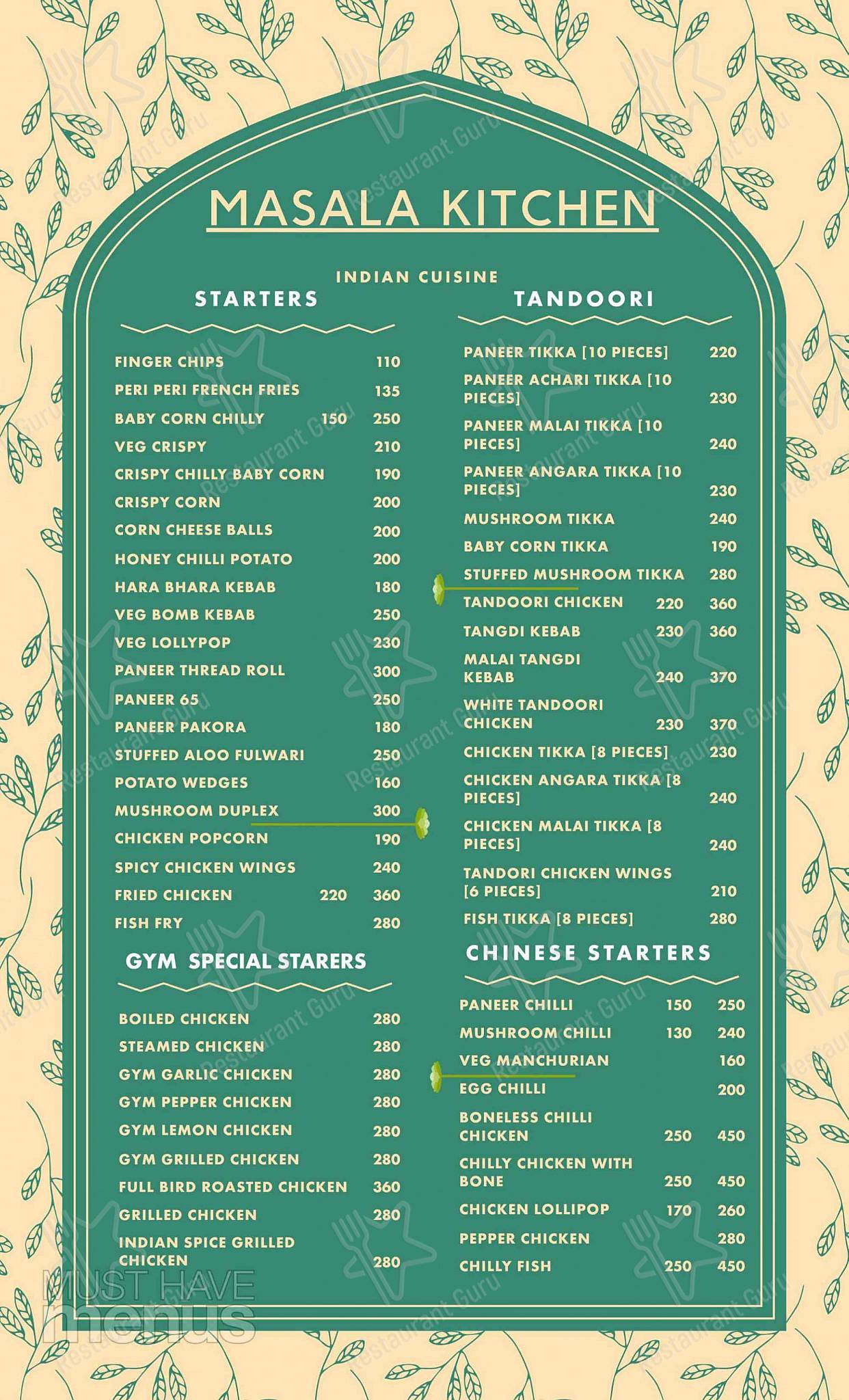 MASALA KITCHEN menu