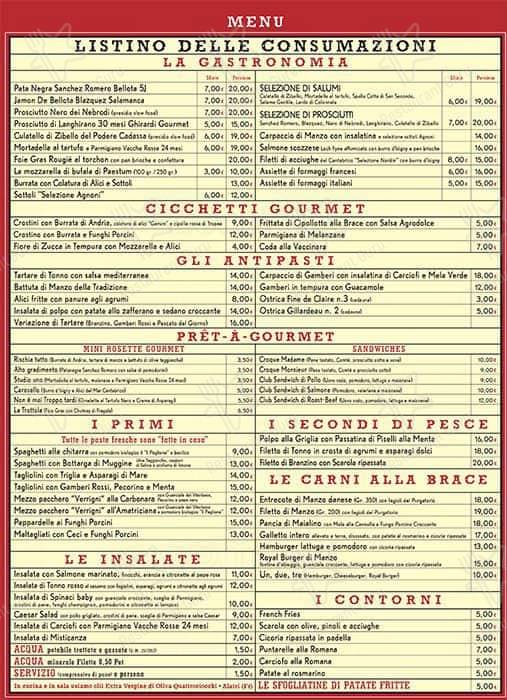 Menu de La Zanzara