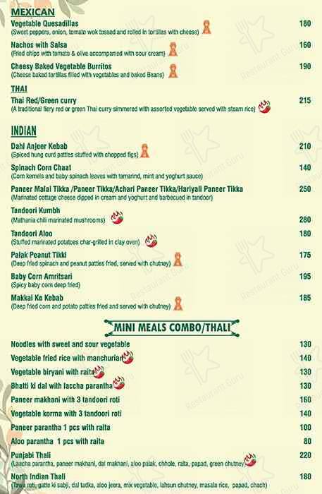 The Gardenia Restaurant menu