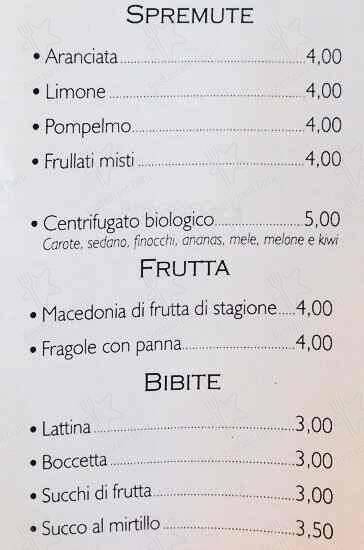 Menu di Silver Caffè 