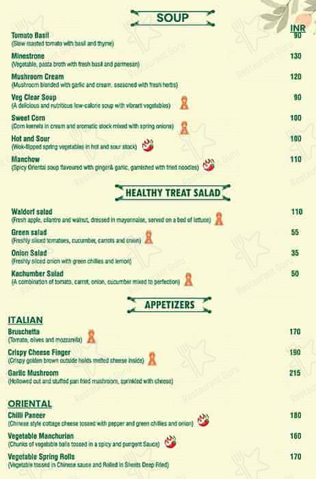 The Gardenia Restaurant menu