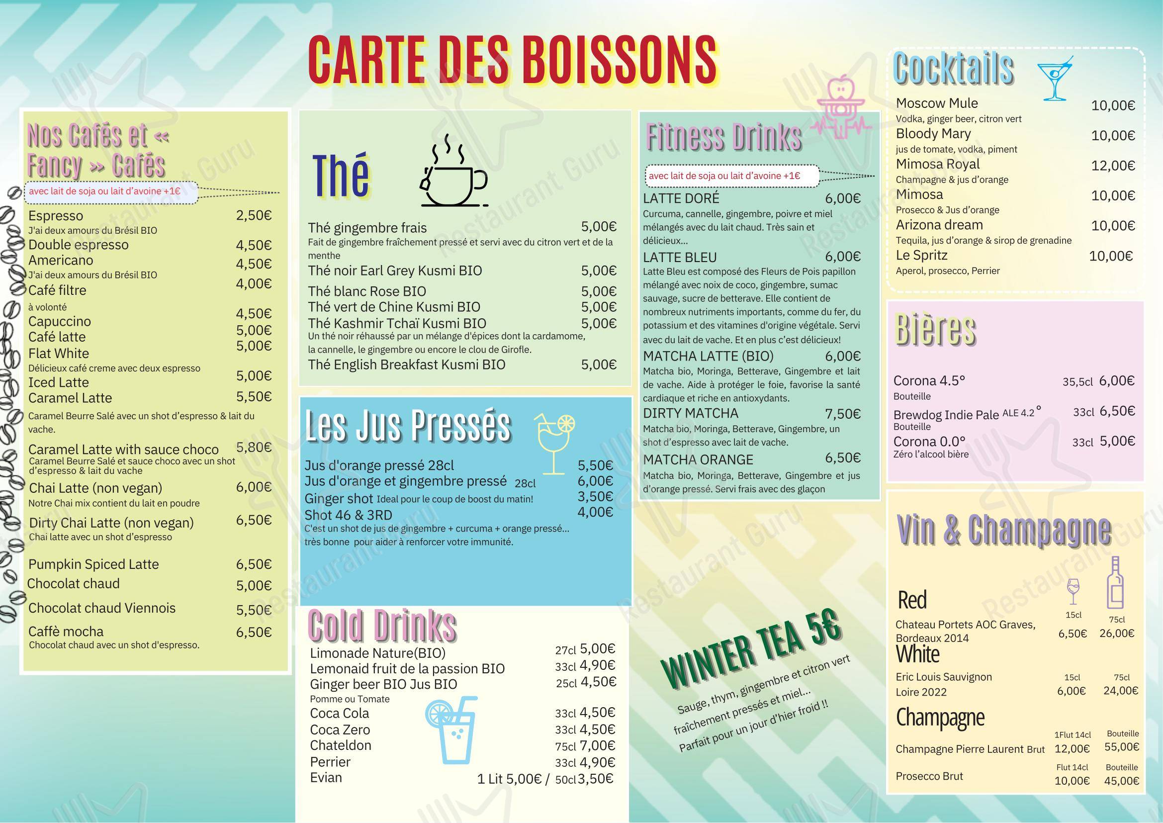 46 & 3RD dans Paris - Menu bar