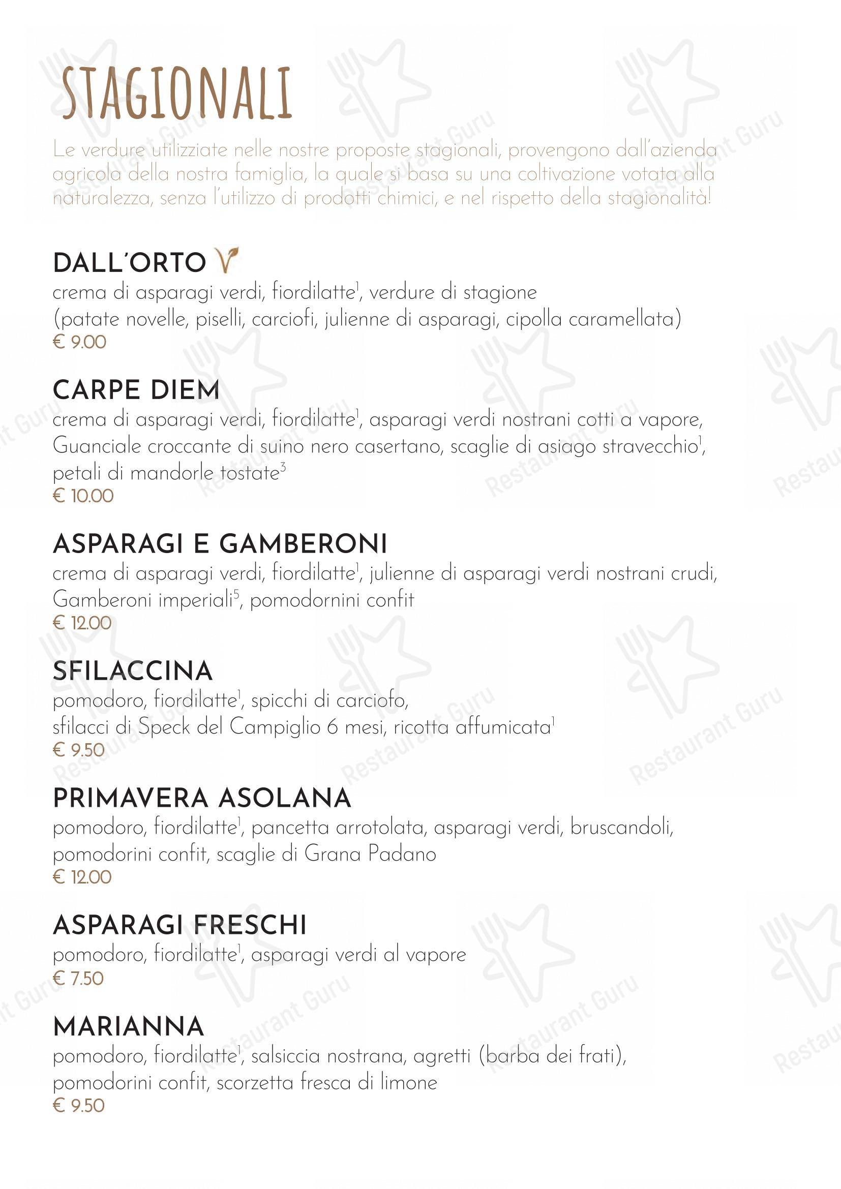 Menu per ALVEOLA' Asolo pizzeria ristorante