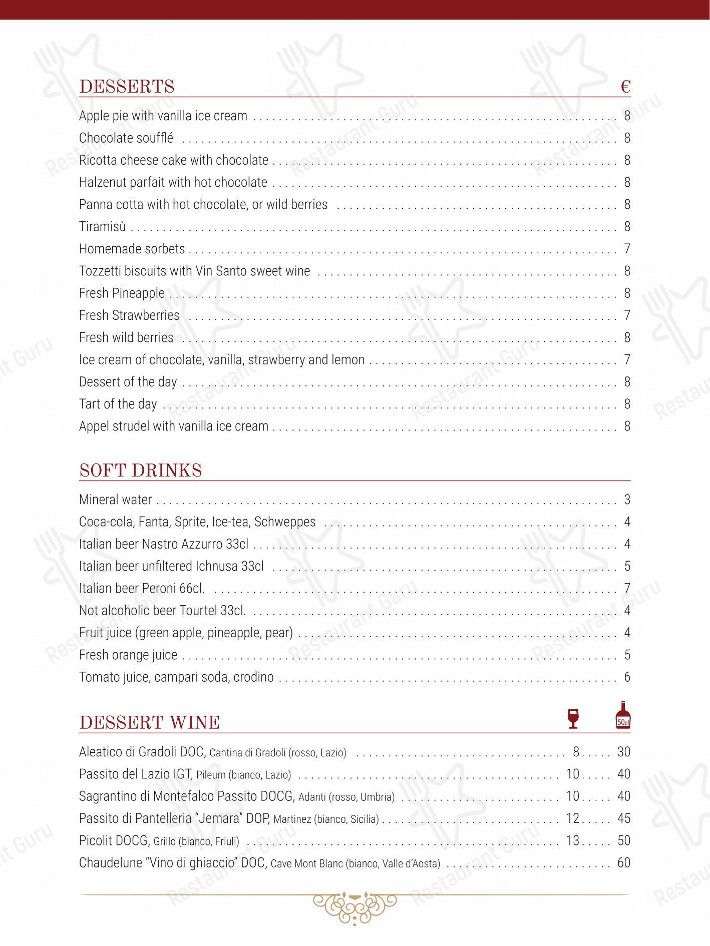 Al 34 in Roma - Menu