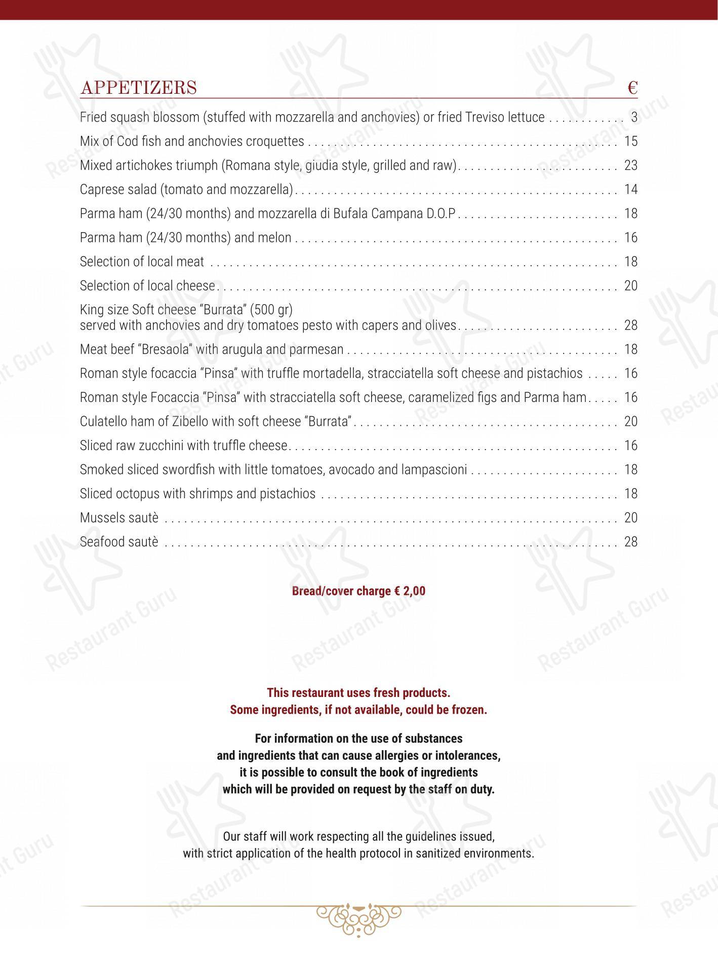 Al 34 in Roma - Menu