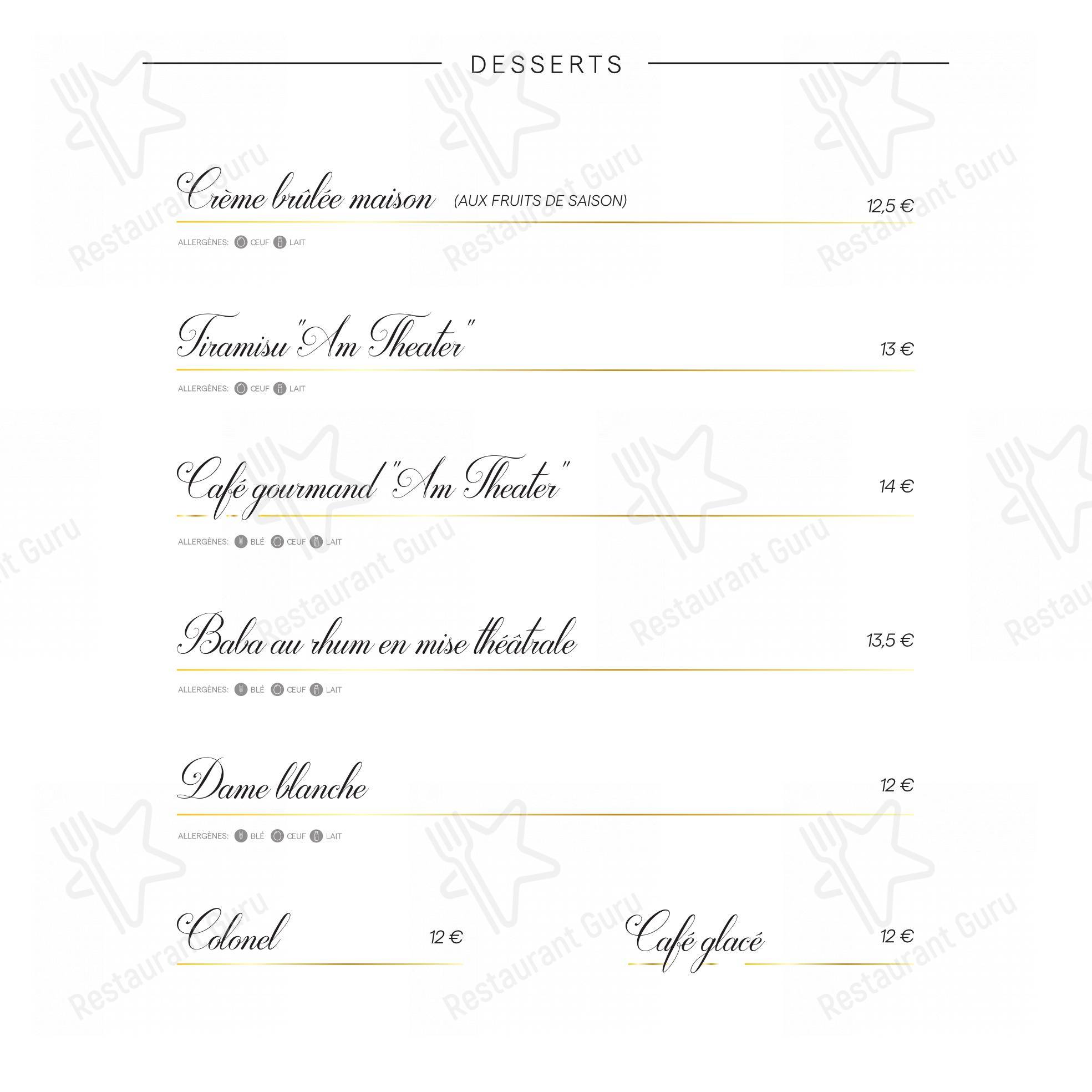 Menu pour Am Theater - Menu