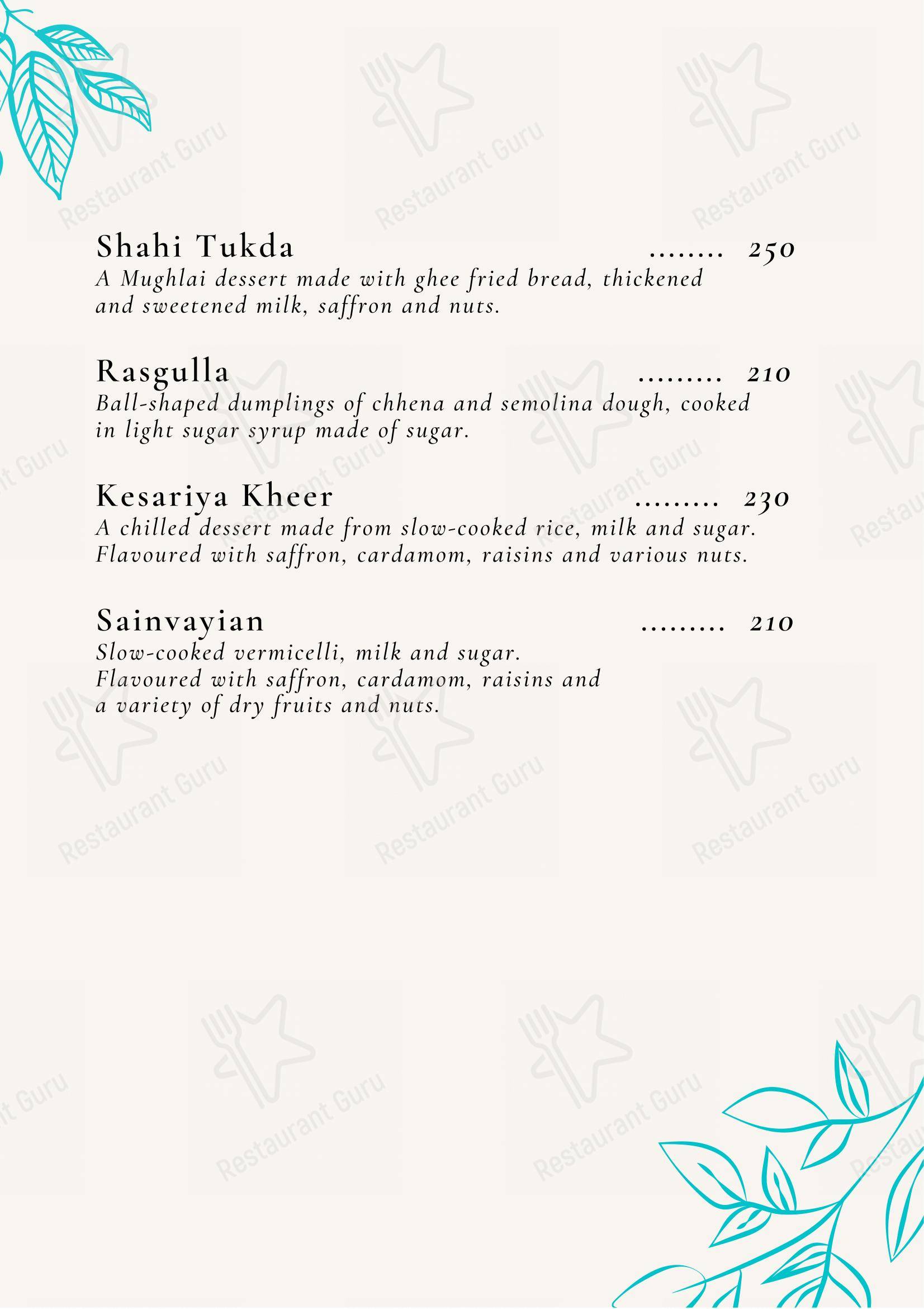 Ambar Fine Dine Restaurant in Alwar - Menu