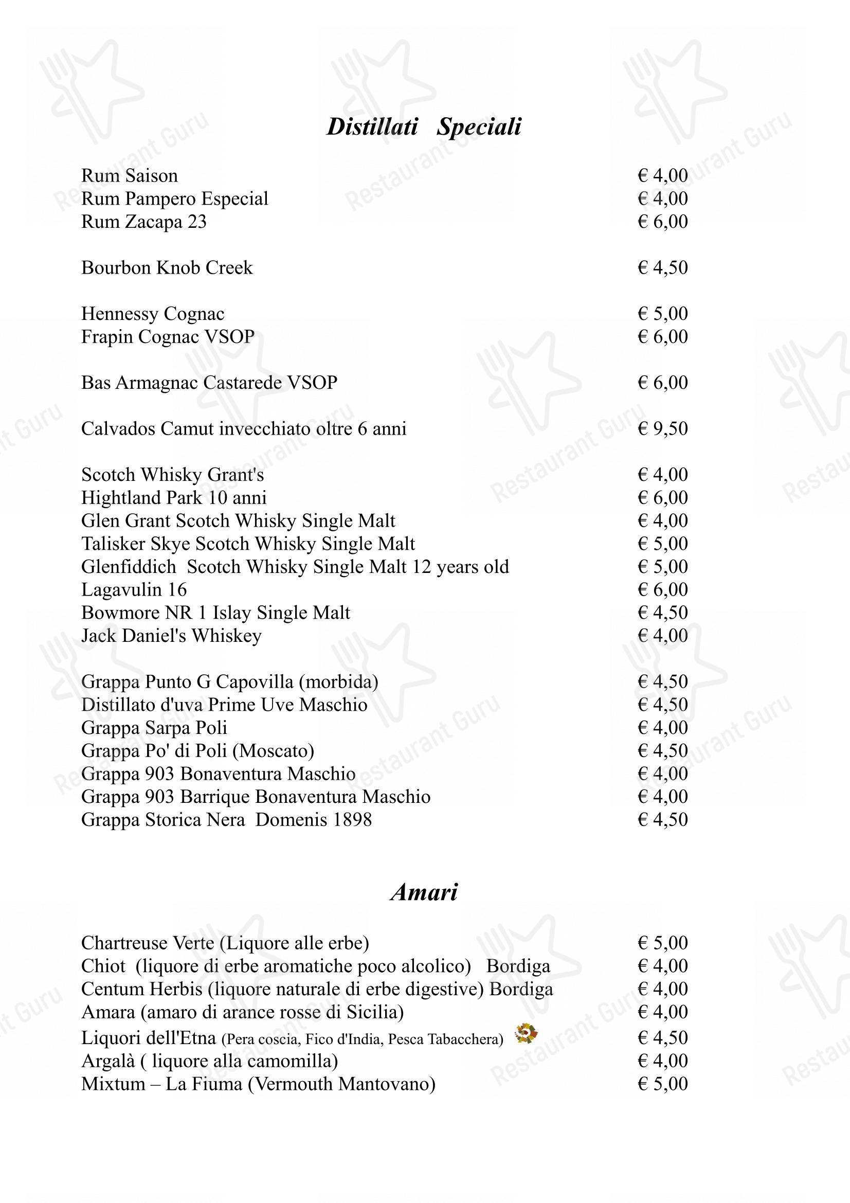 Коктейльная карта per Antica Osteria Ai Ranari in Mantova