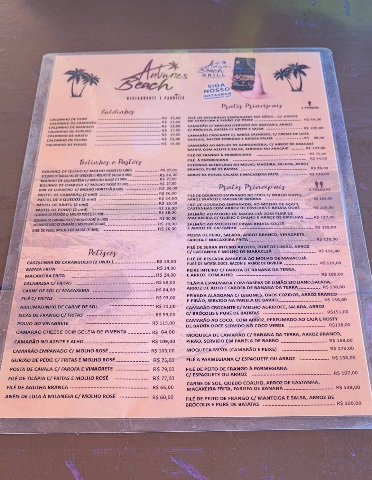 Antunes Beach Restaurante e Parrílla cardápio