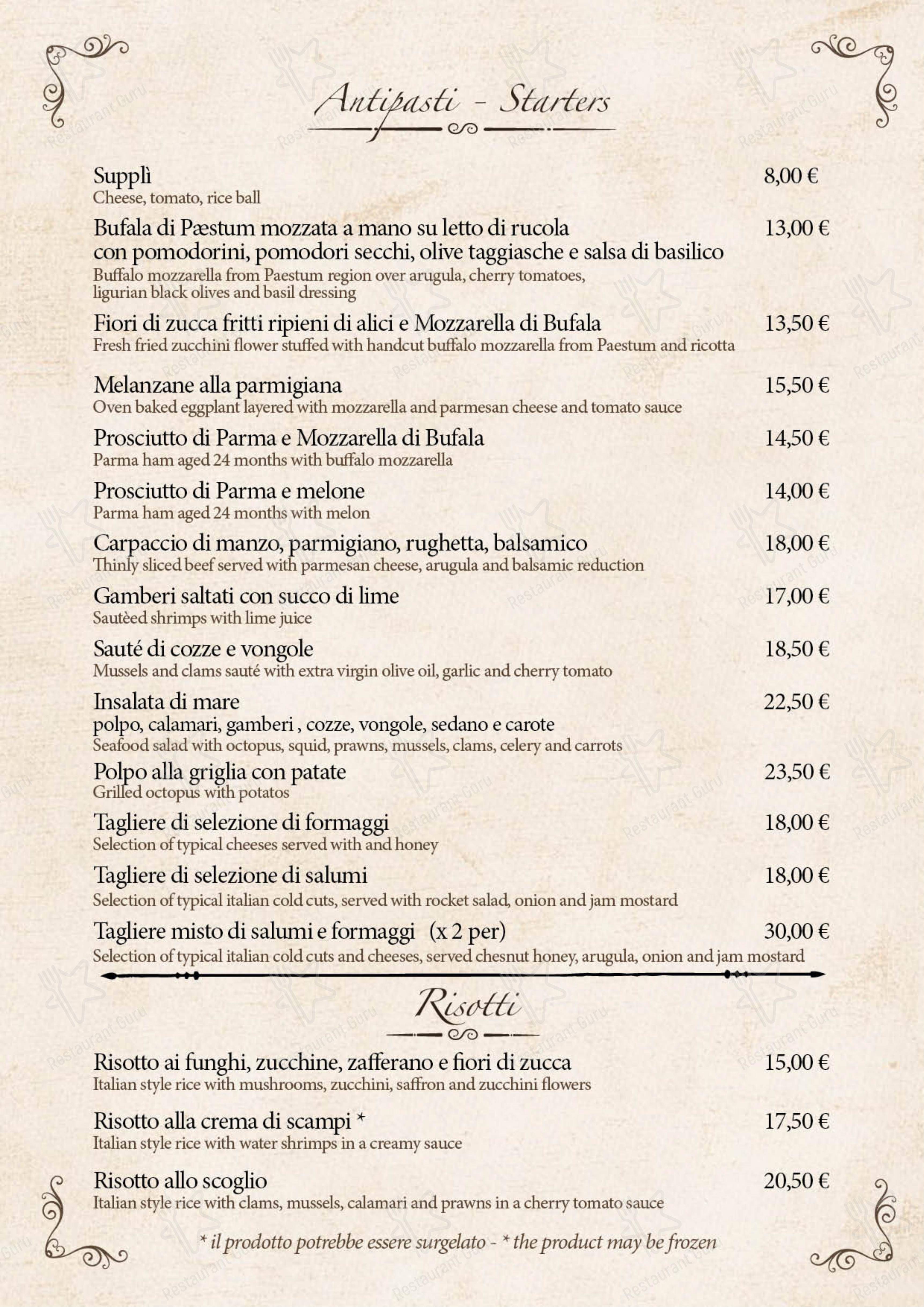 Menu di Bernini Ristorante - Menu