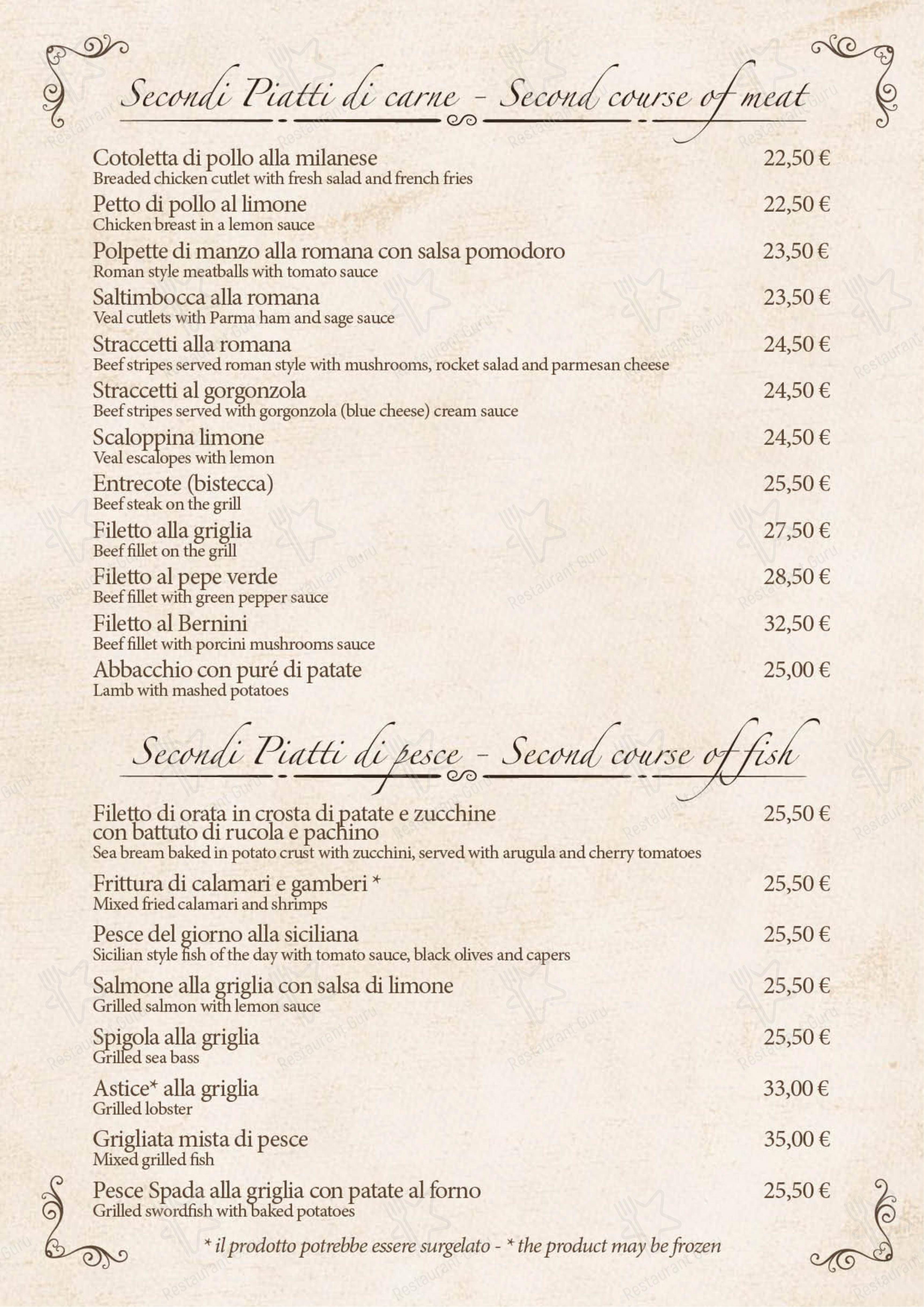 Menu per Bernini Ristorante in Roma