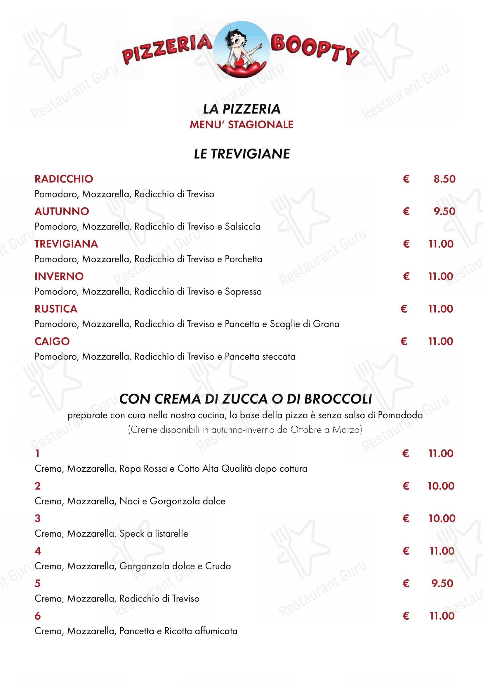 Boopty in Treviso - Menu